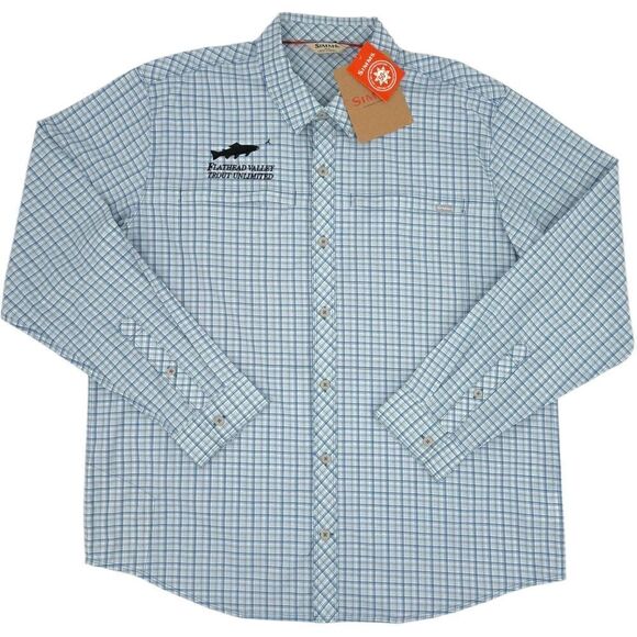 NEW Simms Men's Stone Cold LS Fishing Shirt Sky Nightfall Retro Plaid XL - Picture 4 of 16